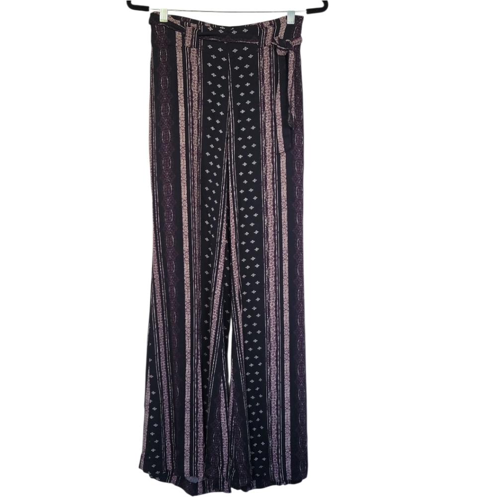 Free People 0 Boho High Rise Stripe Wide Leg Pants Y2K Festival Hippie Trouser